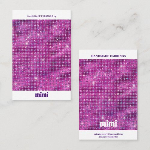 Purple Sparkle Luxury Earring Display  Business Card