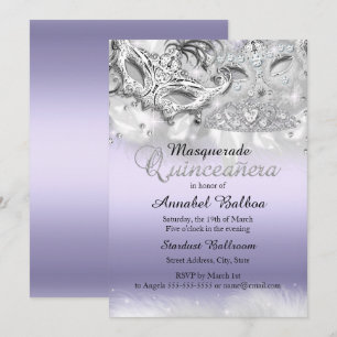 Purple Sparkle Masquerade Quinceanera Invite