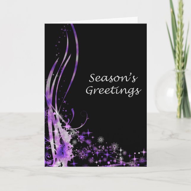 Purple Sparkle Modern Christmas Card (Front)