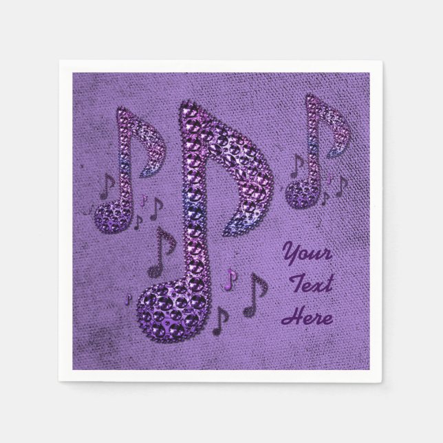 Purple Sparkle Music Notes Napkins (Front)