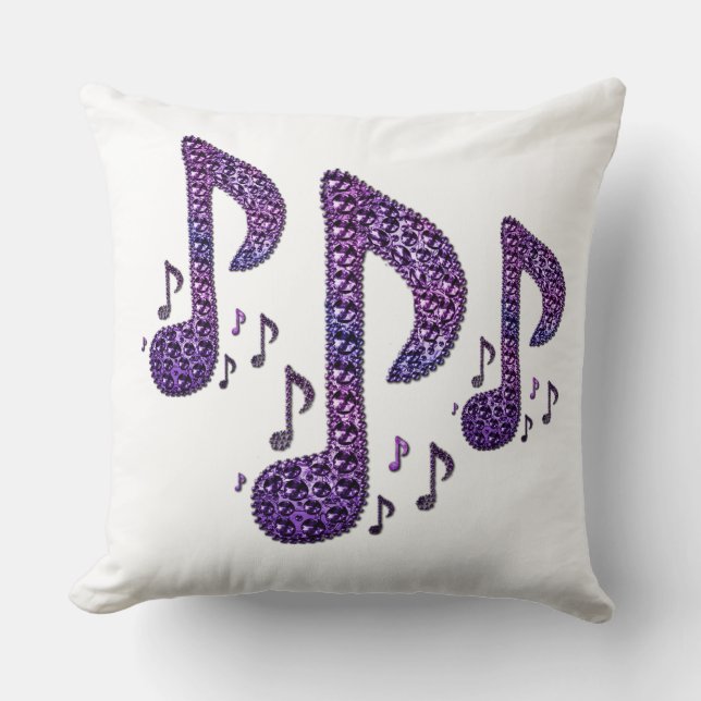 Purple Sparkle Music Notes Pillow (Front)