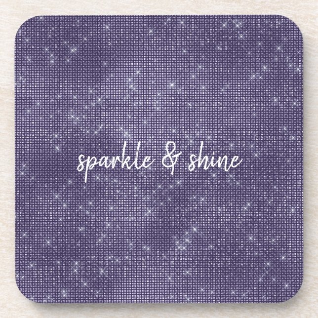 Purple Sparkle personalized Beverage Coaster (Front)