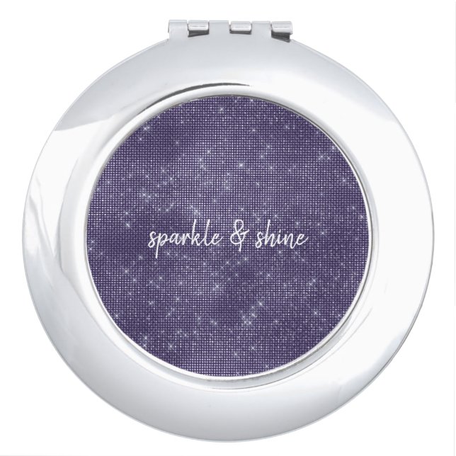 Purple Sparkle personalized Compact Mirror (Front)