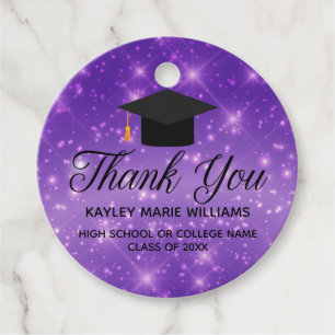 Purple Sparkle Personalized Graduation Party Favor Tags