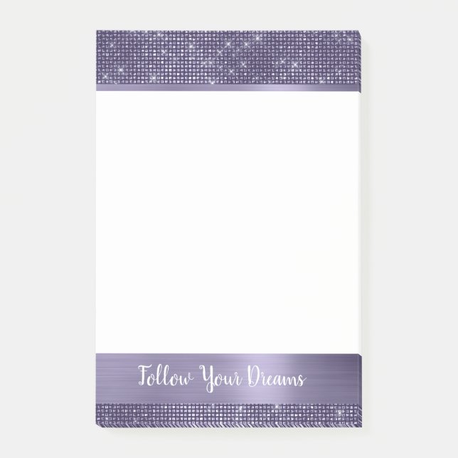 Purple Sparkle Personalized Quote   Post-it Notes (Front)