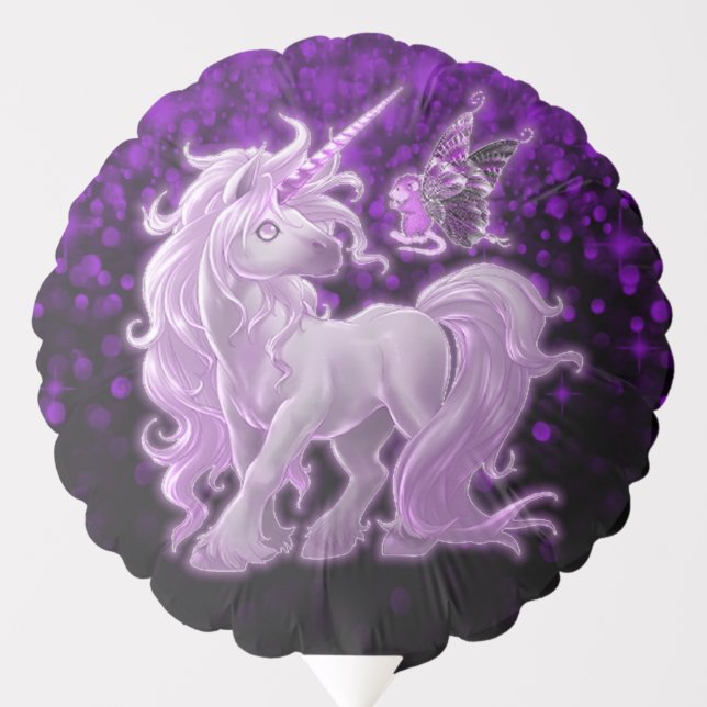 Purple Sparkle Pink Unicorn Balloon (Front)