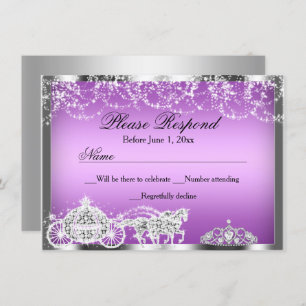Purple Sparkle Princess Theme RSVP Reply Invitation