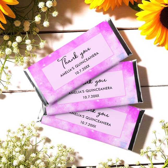 Purple Sparkle Quinceanera Birthday Girly Hershey Bar Favors (Creator Uploaded)