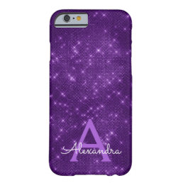 Purple Sparkle Shimmer Monogram &amp; Initial Barely There iPhone 6 Case