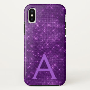 Purple Sparkle Shimmer Monogram & Initial iPhone X Case