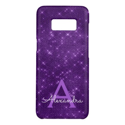 Purple Sparkle Shimmer Monogram &amp; Initial Case-Mate Samsung Galaxy S8 Case
