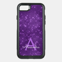 Purple Sparkle Shimmer Monogram & Initial OtterBox Commuter iPhone SE/8/7 Case