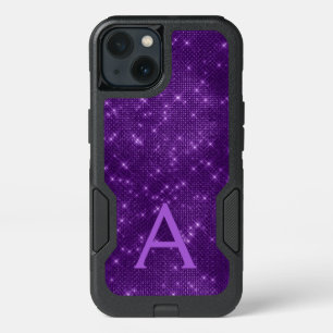 Purple Sparkle Shimmer Monogram & Initial iPhone 13 Case