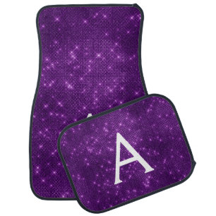 Purple Sparkle Shimmer Monogram Name Car Floor Mat