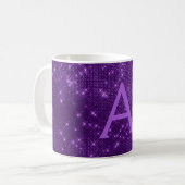 Purple Sparkle Shimmer Monogram Name & Initial Coffee Mug (Front Left)