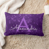 Purple Sparkle Shimmer Monogram Name & Initial Lumbar Pillow (Blanket)