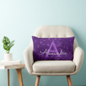 Purple Sparkle Shimmer Monogram Name & Initial Lumbar Pillow (Chair)