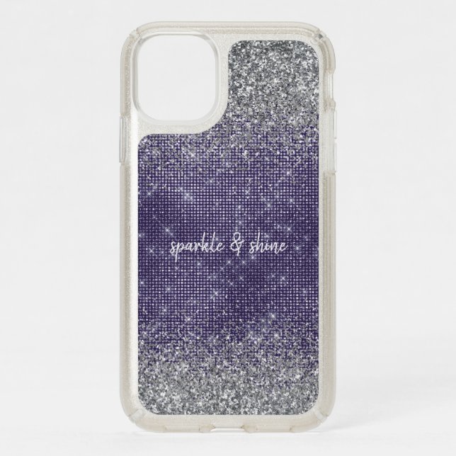 Purple Sparkle Silver Glitter Speck iPhone 11 Case (Front)