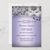 Purple Sparkle Snowflake Masquerade Quinceanera Invitation (Back)
