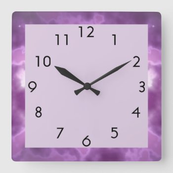 Purple Sparkle Square Wall Clock by karlajkitty at Zazzle