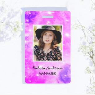 Purple Sparkle Staff Employee Photo ID Badge