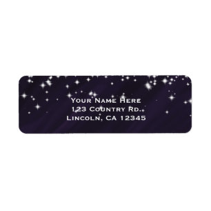 Purple & Sparkle Stars Elegant Glamour Invitation Label