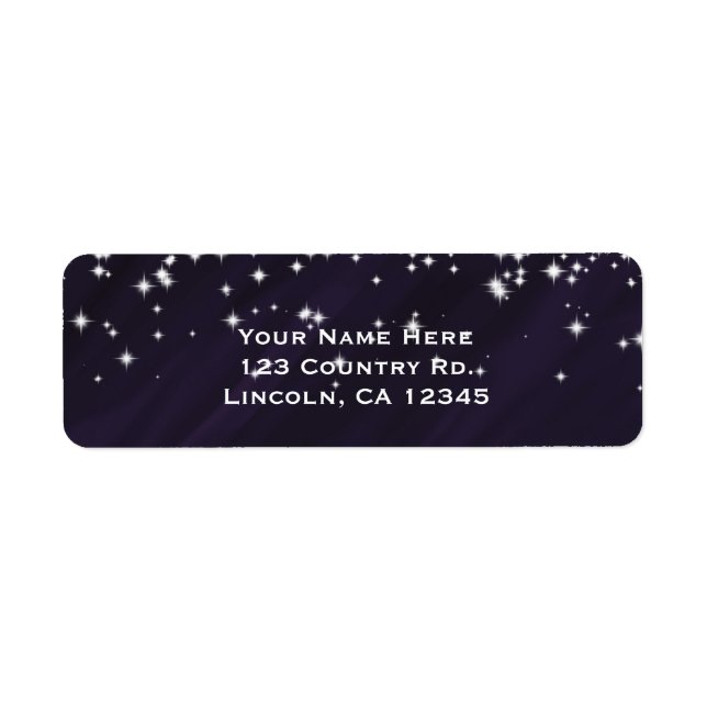 Purple & Sparkle Stars Elegant Glamour Invitation Label (Front)