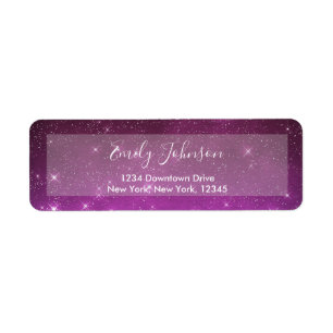 Purple Sparkle Stars Night Sky Address Label