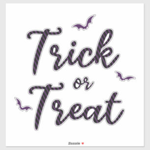 Purple Sparkles & Black Stripes Trick or Treat Sticker