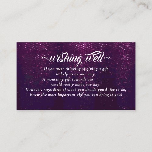 Purple Sparkles Wishing Well for Wedding Enclosure Card