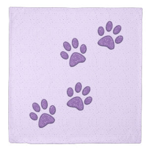 purple sparkling cat paw print - duvet cover