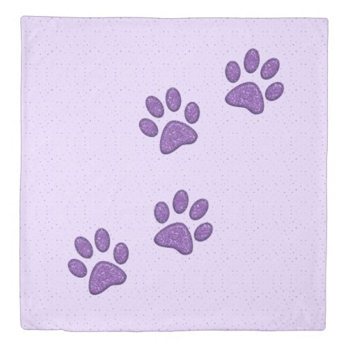 purple sparkling cat paw print _ duvet cover