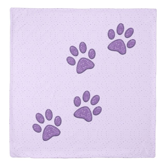 purple sparkling cat paw print - duvet cover (Front)