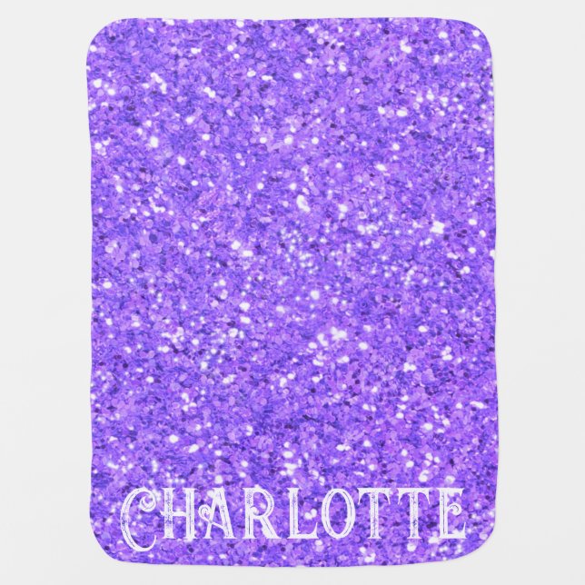 Purple sparkling glitter pattern      baby blanket (Front)