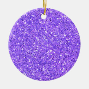 Purple sparkling glitter pattern ceramic ornament