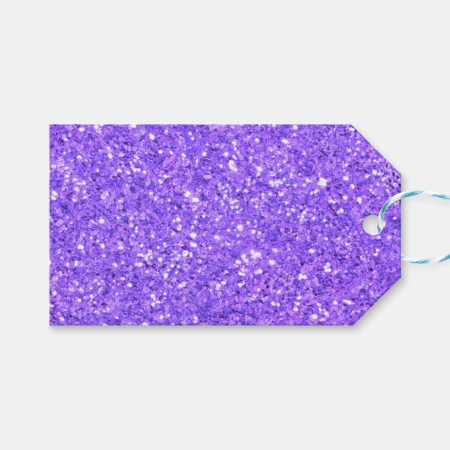 Purple sparkling glitter pattern   gift tags (Front (Horizontal))