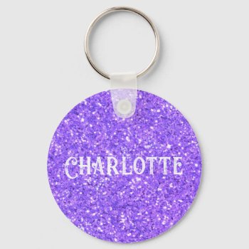 Purple Sparkling Glitter Pattern    Keychain by Omtastic at Zazzle