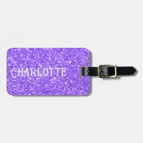 Purple sparkling glitter pattern    luggage tag