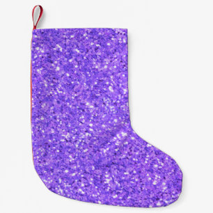 Purple sparkling glitter pattern small christmas stocking