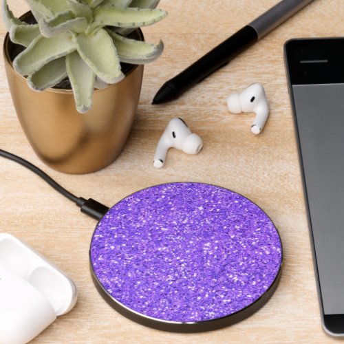 Purple sparkling glitter pattern          wireless charger 