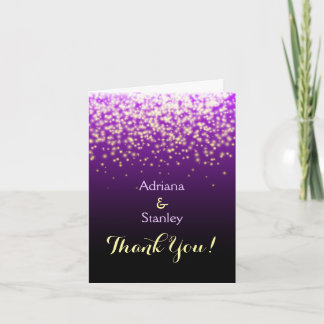 Purple sparkling lights wedding Thank You Card