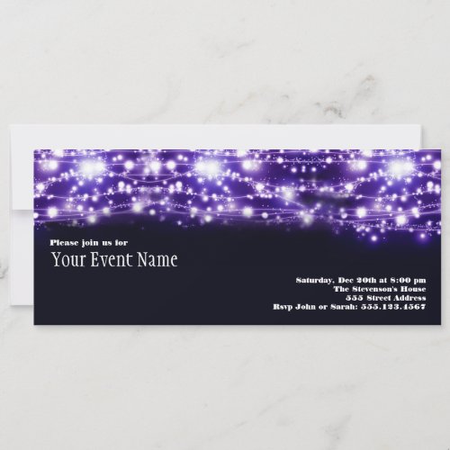 Purple Sparkling Stars Invitation