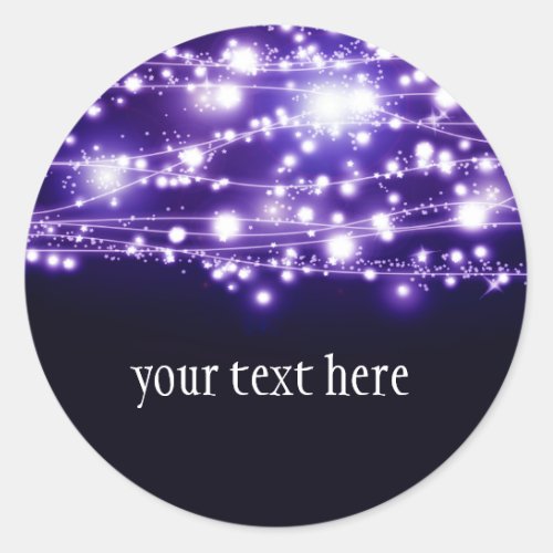 Purple Sparkling Stars Round Sticker