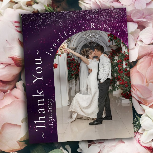 Purple Sparkly Budget Wedding Thank you cards Flyer (Creator Uploaded)