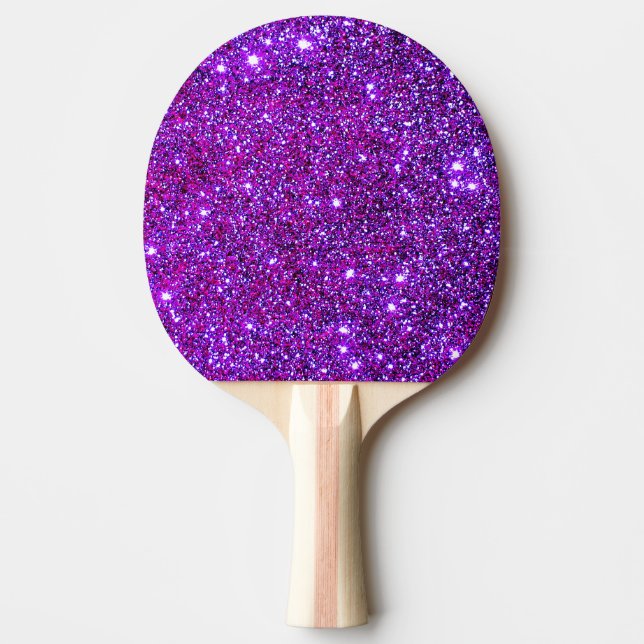 Purple Sparkly Glam Glittery Girly Table Tennis Ping-Pong Paddle (Front)