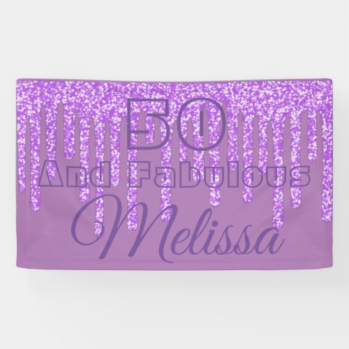 Purple Sparkly Wax 50 And Fabulous Birthday Banner