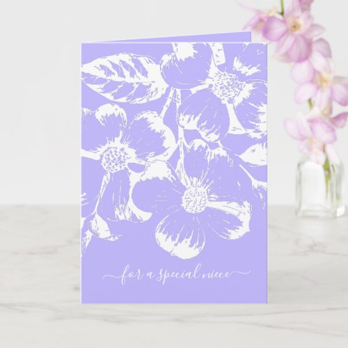 Purple Special Niece White Floral Birthday Card