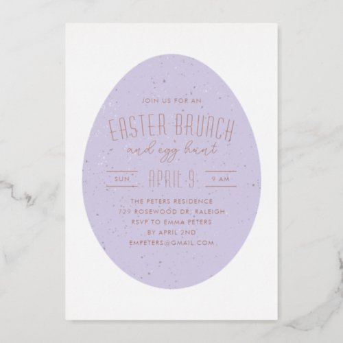 Purple Speckled Egg Easter Hunt Party Invitation