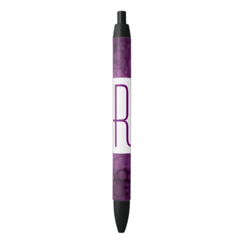 Purple Speckled Monogram Black Ink Pen