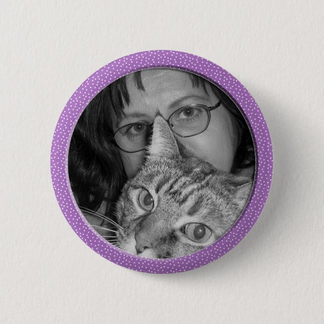 purple speckles frame pinback button (Front)